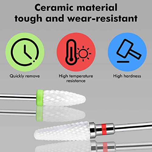 Ceramic Nail Drill Bits Set ECBASKET 7pcs 3/32 inch Diamond Carbide Nail Dril...
