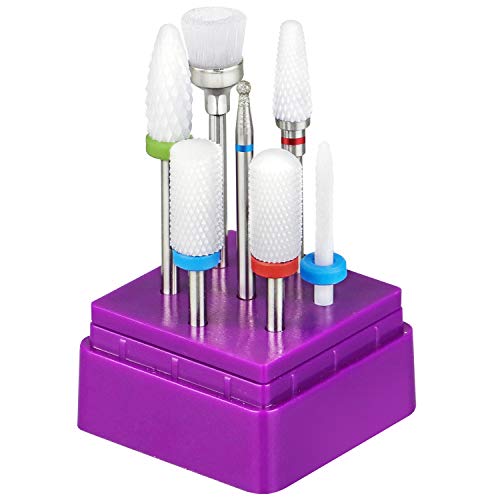 Ceramic Nail Drill Bits Set ECBASKET 7pcs 3/32 inch Diamond Carbide Nail Dril...