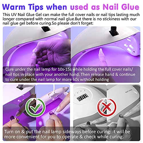 Nail Glue for Acrylic Nails, Brush on Nail Glue 15ML, 3 in 1 Acrylic Nail Glu...