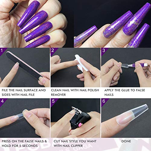Nail Glue for Acrylic Nails - Nail Glue for Press on Nails 10Pcs Adhesive Sup...