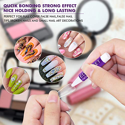Nail Glue for Acrylic Nails - Nail Glue for Press on Nails 10Pcs Adhesive Sup...