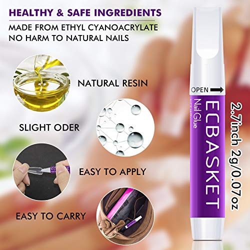 Nail Glue for Acrylic Nails - Nail Glue for Press on Nails 10Pcs Adhesive Sup...