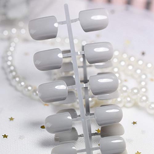 10 Sets Different Candy False Nails Short Square Pure Color Nails 10 kits Sim...