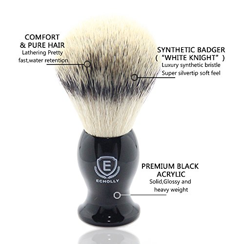 Echolly Luxury Shave Brush for Home or Travel - High end Synthetic Hair Shavi...