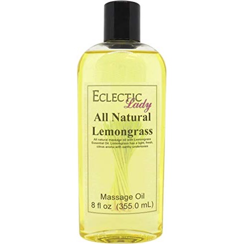 All Natural Lemongrass Massage Oil, 8 oz, 100% Natural Ingredients, With Swee...