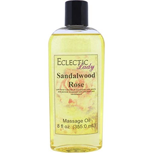 Sandalwood Rose Massage Oil, 8 oz, With Sweet Almond Oil and Organic Jojoba O...