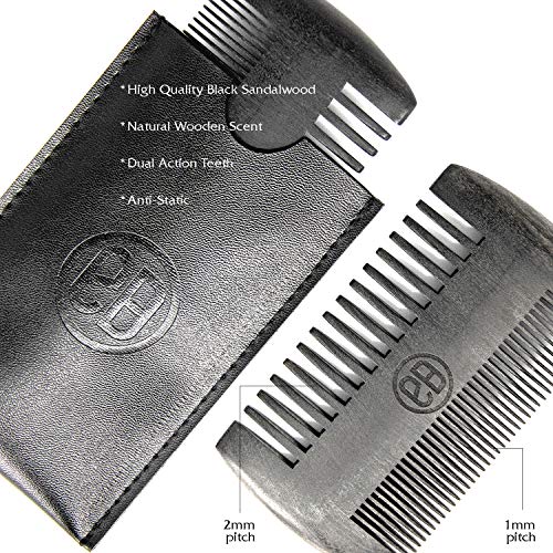 Beard Brush & Beard Comb Kit, Natural Boar Bristle Brush, Authentic Sandalwoo...