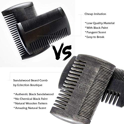 Beard Brush & Beard Comb Kit, Natural Boar Bristle Brush, Authentic Sandalwoo...