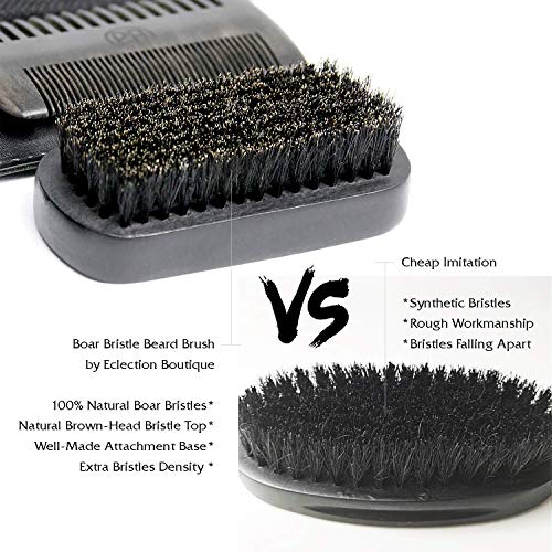 Beard Brush & Beard Comb Kit, Natural Boar Bristle Brush, Authentic Sandalwoo...