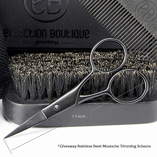 Beard Brush & Beard Comb Kit, Natural Boar Bristle Brush, Authentic Sandalwoo...