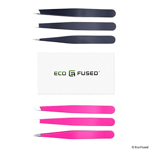 Tweezers - 2 Sets - Slant/Pointed/Flat - High Precision - Pluck Eyebrows, App...