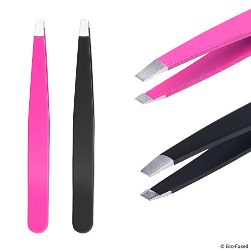 Tweezers - 2 Sets - Slant/Pointed/Flat - High Precision - Pluck Eyebrows, App...