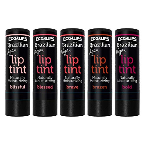 Eco Lips Vegan Brazilian Lip Tint Variety Pack - 100% Natural Lip Balm (Bless...
