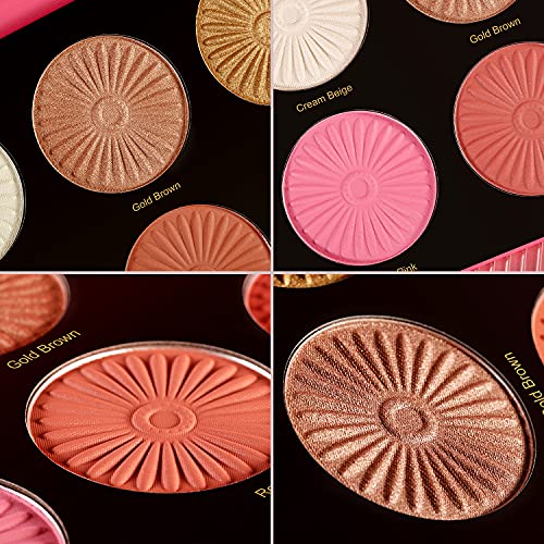 Blush Highlighter Palette, DE’LANCI 6 Color Blushes Highlighter Bronzer Makeu...