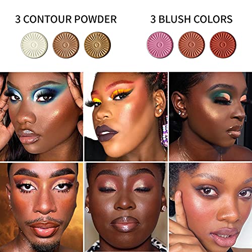 Blush Highlighter Palette, DE’LANCI 6 Color Blushes Highlighter Bronzer Makeu...