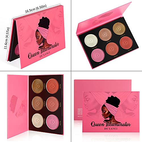 Blush Highlighter Palette, DE’LANCI 6 Color Blushes Highlighter Bronzer Makeu...