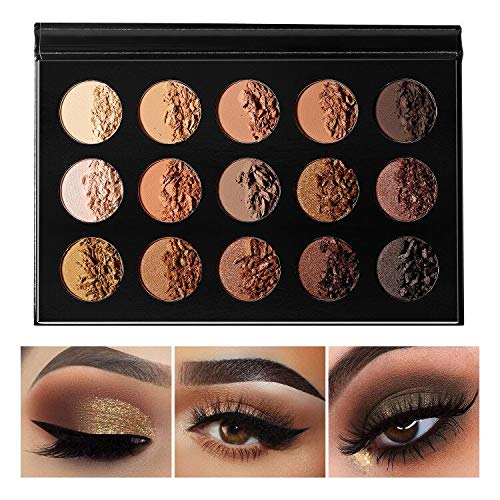 Nude Gold Eyeshadow Palette Natural Naked Smokey Warm Neutral 15 Shades, ecof...