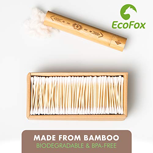 Bamboo Cotton Swabs 1000 Count | Biodegradable & Organic Wooden Cotton Buds |...