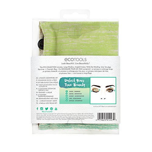 EcoTools 6 Piece Essential Eye Brush Set, Includes: Large Shadow, Angled Crea...