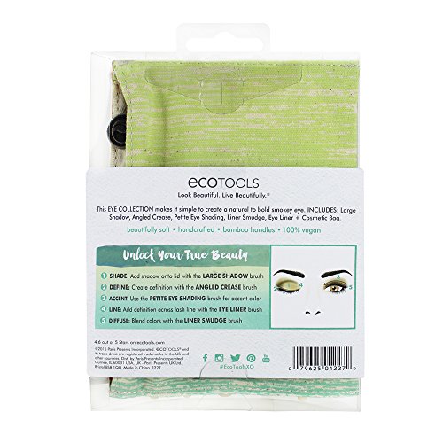 EcoTools 6 Piece Essential Eye Brush Set, Includes: Large Shadow, Angled Crea...
