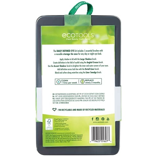 EcoTools Daily Defined Makeup Brushes for Eyes, With Beauty Cards and Storage...