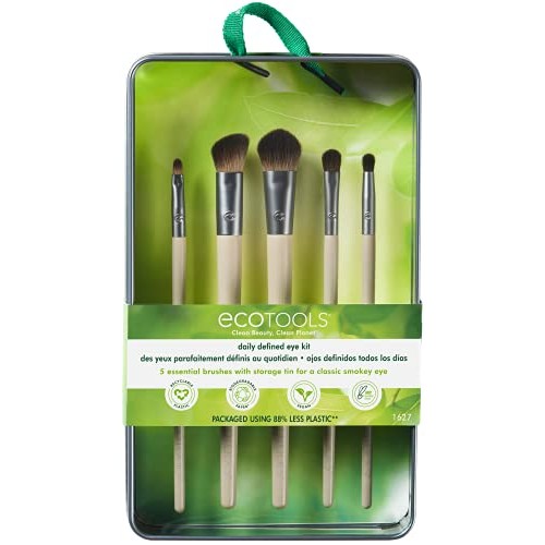 EcoTools Daily Defined Makeup Brushes for Eyes, With Beauty Cards and Storage...