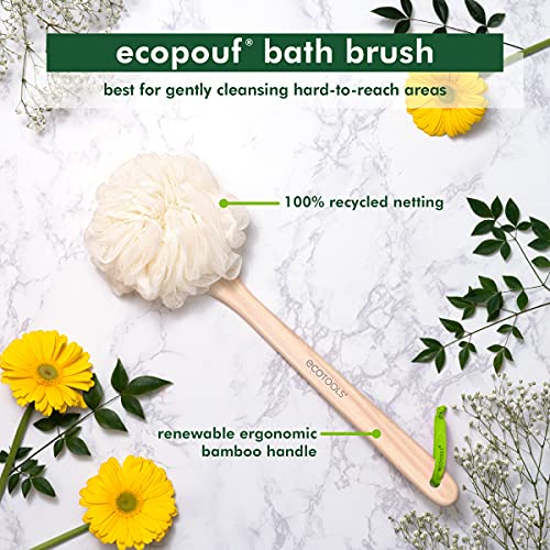 EcoTools EcoPouf Bath Brush, Shower Loofah with Ergonomic Handle, Cleans Hard...