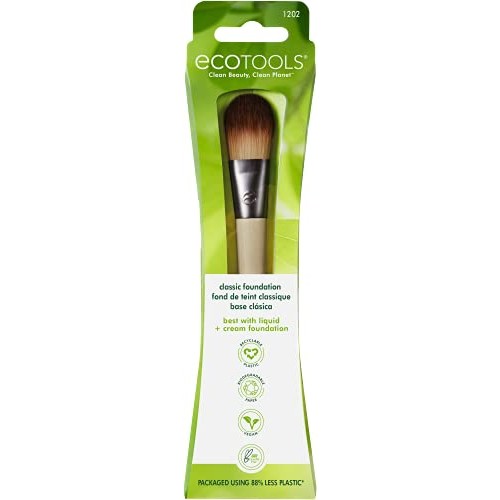 EcoTools Flat Makeup Brush for Foundation, For Liquid and Cream Foundations