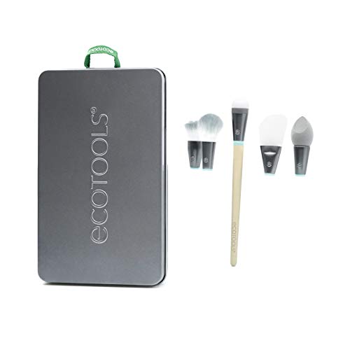 EcoTools Wake Up + Glow Interchangeables Makeup Brush Set with Case, With Bea...