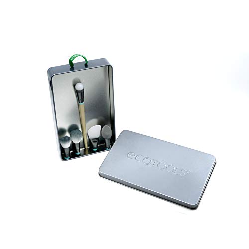 EcoTools Wake Up + Glow Interchangeables Makeup Brush Set with Case, With Bea...