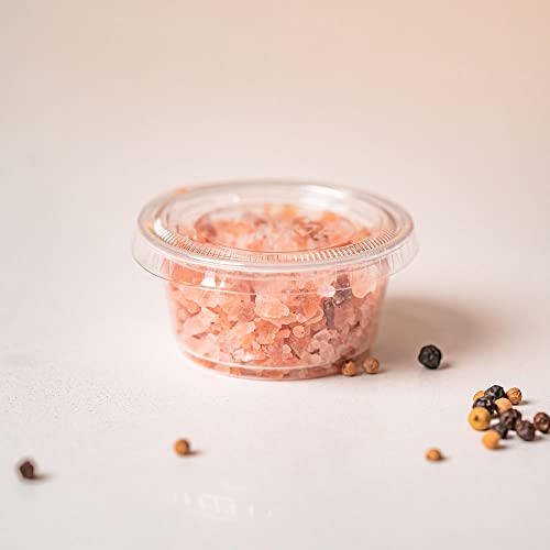 EDI Clear Disposable Plastic Portion Cups/Souffle Cups with Lids (50, 2 OZ)