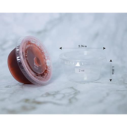EDI Clear Disposable Plastic Portion Cups/Souffle Cups with Lids (50, 2 OZ)