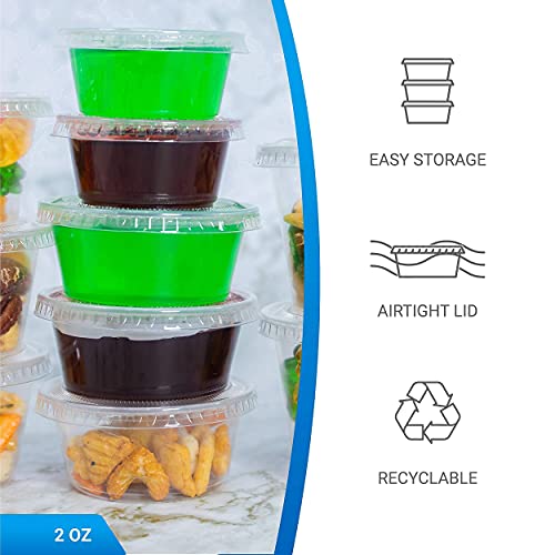 EDI Clear Disposable Plastic Portion Cups/Souffle Cups with Lids (50, 2 OZ)