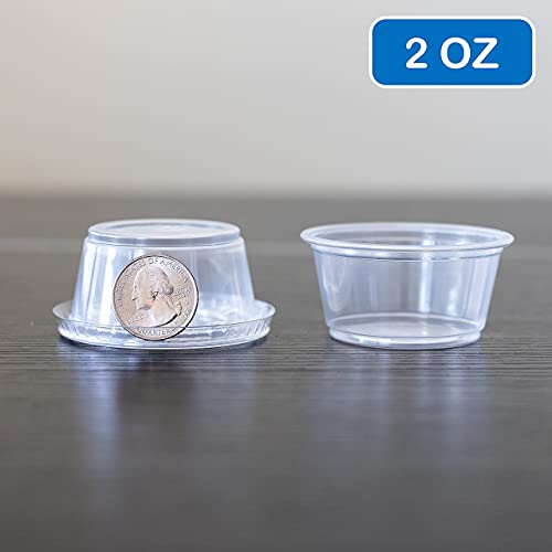 EDI Clear Disposable Plastic Portion Cups/Souffle Cups with Lids (50, 2 OZ)
