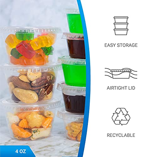 EDI Clear Plastic Disposable Portion Cups with Lids, 4 Ounce (50 Count)