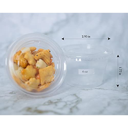 EDI Clear Plastic Disposable Portion Cups with Lids, 4 Ounce (50 Count)