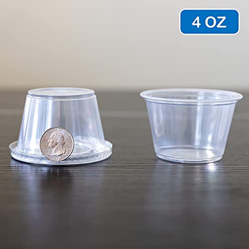 EDI Clear Plastic Disposable Portion Cups with Lids, 4 Ounce (50 Count)
