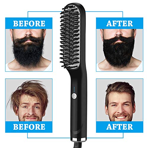 Beard Straightener Comb Brush for Men: Anti-Scald Hair Style & Beard Straight...