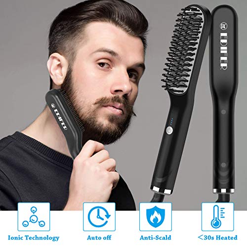 Beard Straightener Comb Brush for Men: Anti-Scald Hair Style & Beard Straight...