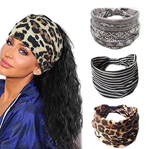 Boho Button Headband Women Wide Nurse Mask Hair Band with Button Boho Elastic...