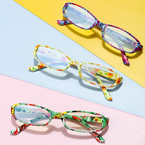 Reading Glasses w/Blue Light Blocking Eyeglasses, Floral Design Classic Sprin...