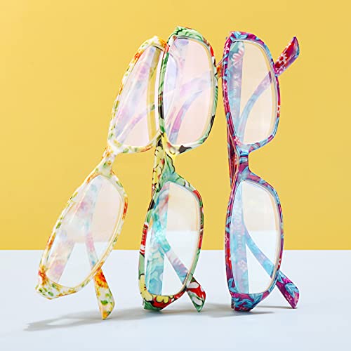 Reading Glasses w/Blue Light Blocking Eyeglasses, Floral Design Classic Sprin...