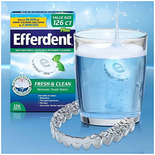 Efferdent Anti-Bacterial Denture Cleanser Tablets, Mint, 90 Count