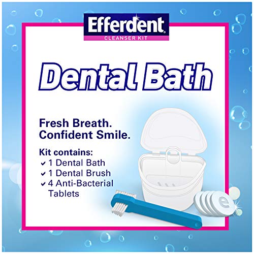 Efferdent Denture Bath Cleanser Kit Denture Bath Case, 1 Brush and Denture Cl...