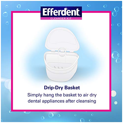 Efferdent Denture Bath Cleanser Kit Denture Bath Case, 1 Brush and Denture Cl...