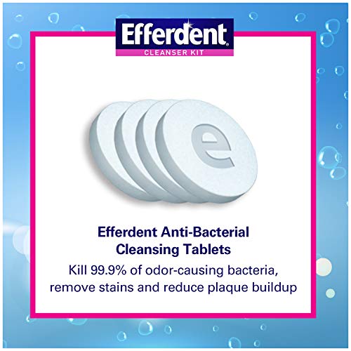 Efferdent Denture Bath Cleanser Kit Denture Bath Case, 1 Brush and Denture Cl...