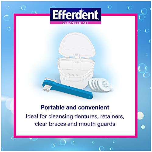Efferdent Denture Bath Cleanser Kit Denture Bath Case, 1 Brush and Denture Cl...