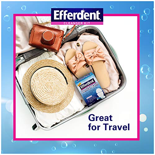 Efferdent Denture Bath Cleanser Kit Denture Bath Case, 1 Brush and Denture Cl...
