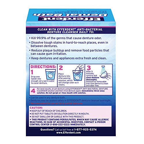Efferdent Denture Bath Cleanser Kit Denture Bath Case, 1 Brush and Denture Cl...