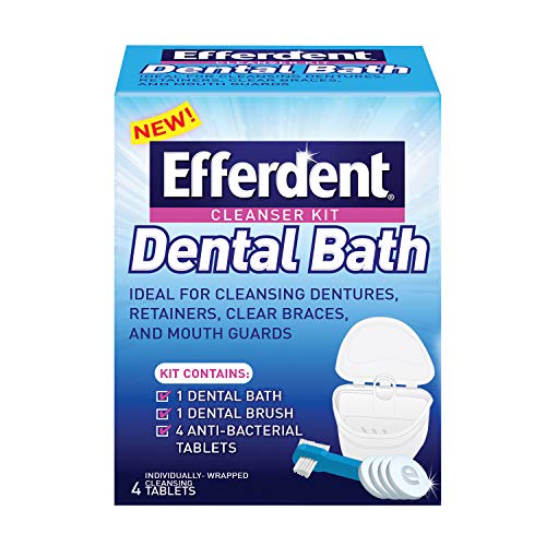 Efferdent Denture Bath Cleanser Kit Denture Bath Case, 1 Brush and Denture Cl...